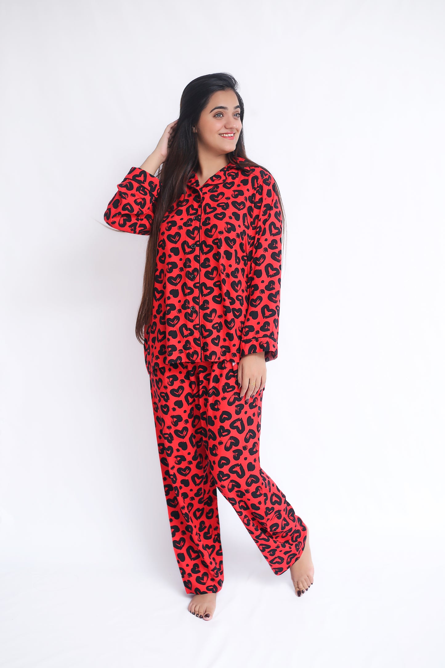 Valentine Hearts  Linen Pyjama Set