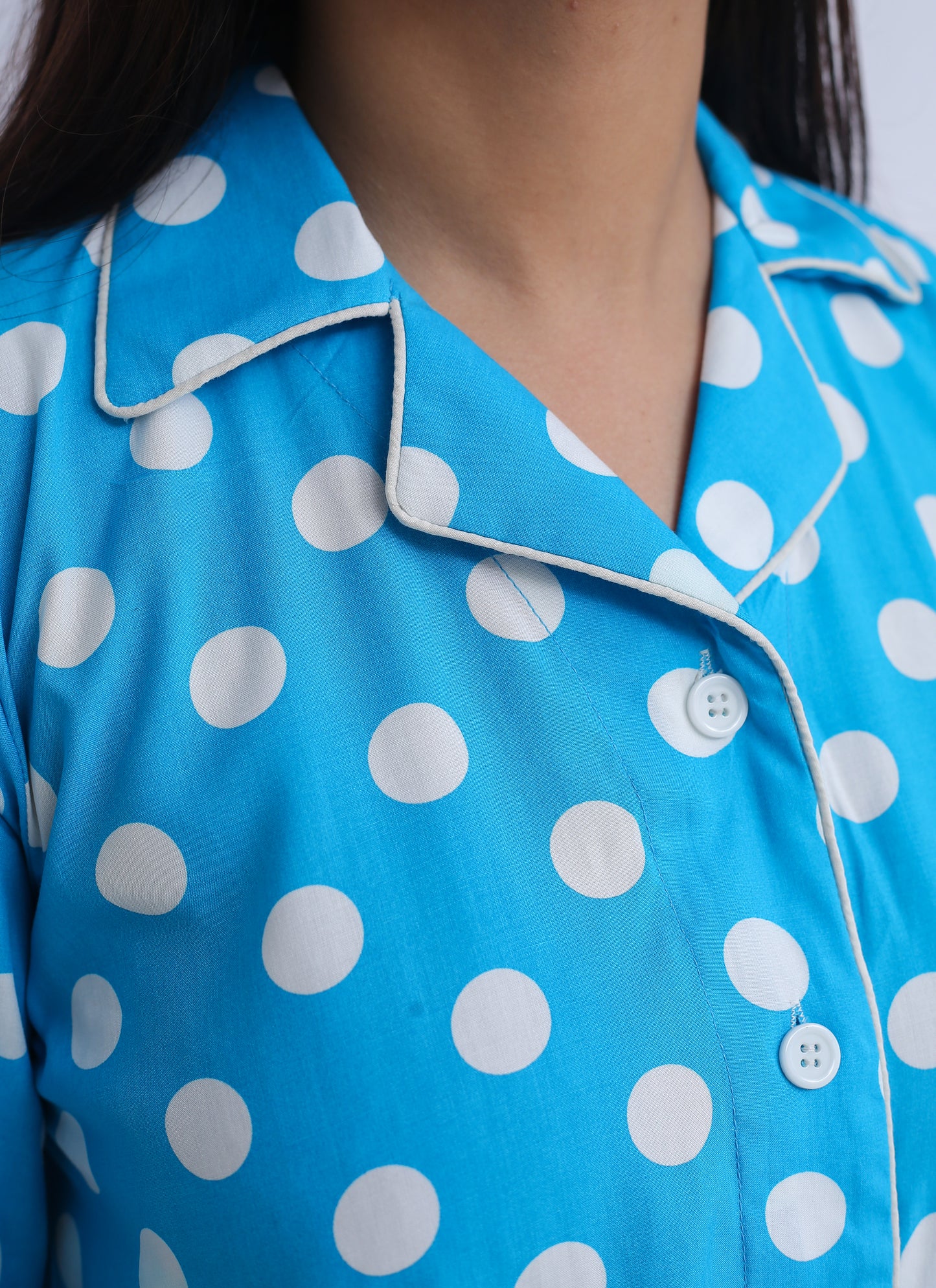 Polka Dot Pattern Linen Pyjama Set