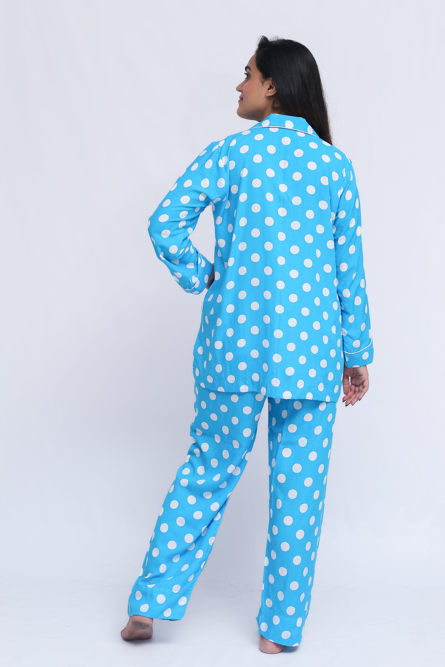 Polka Dot Pattern Linen Pyjama Set