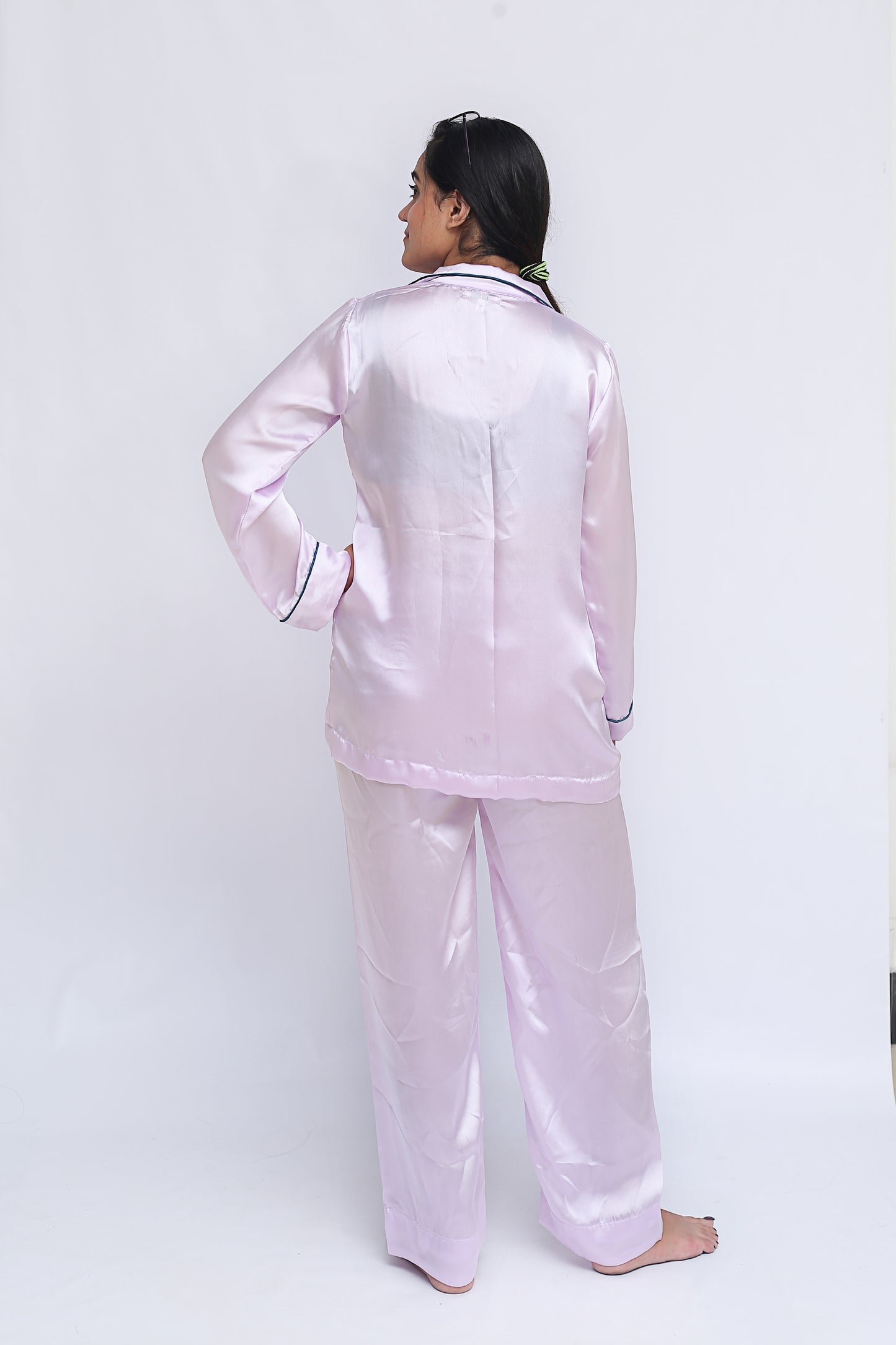 Lilac Silk Satin Pyjama Set