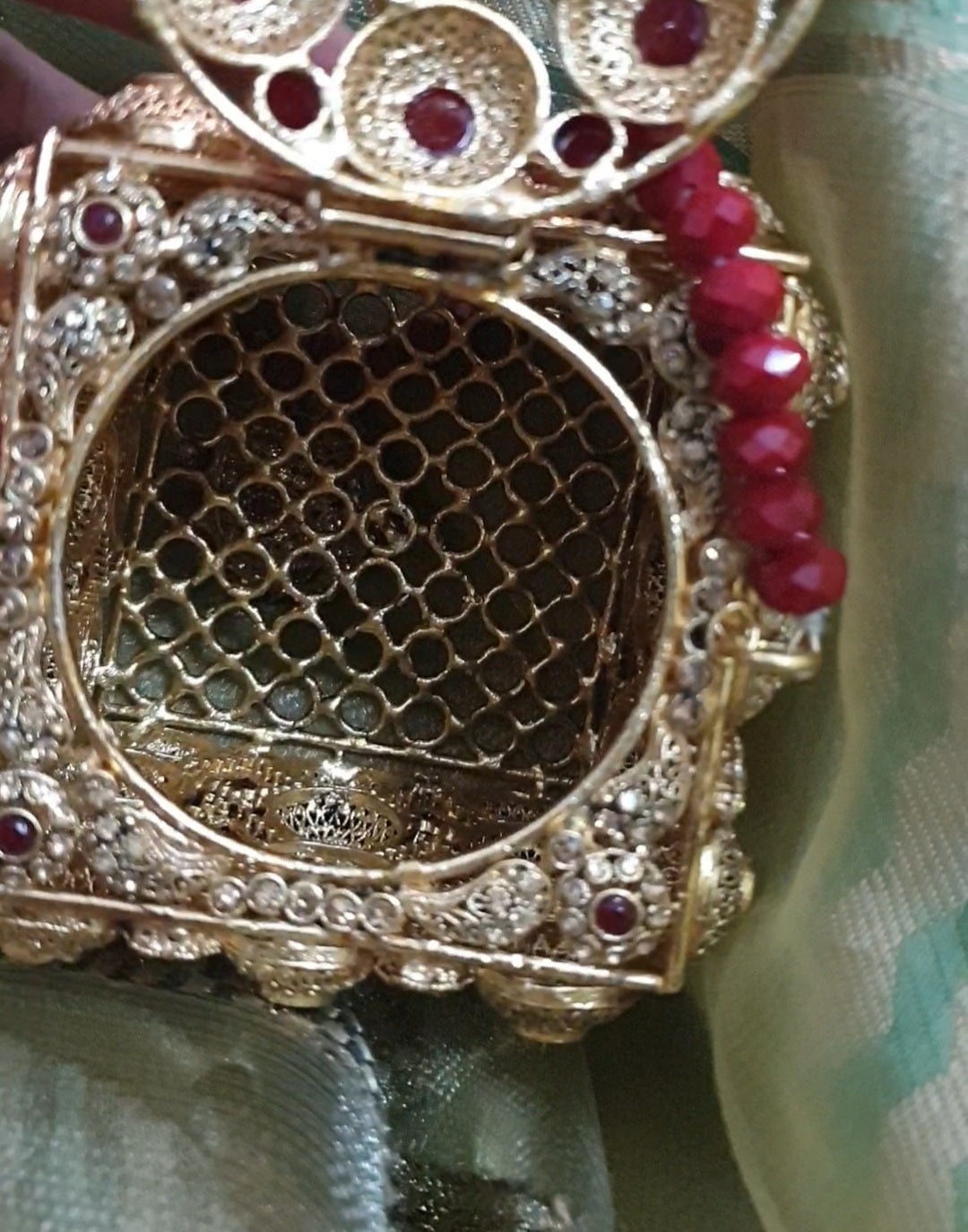 Handmade gold color,  square-shaped metal purse