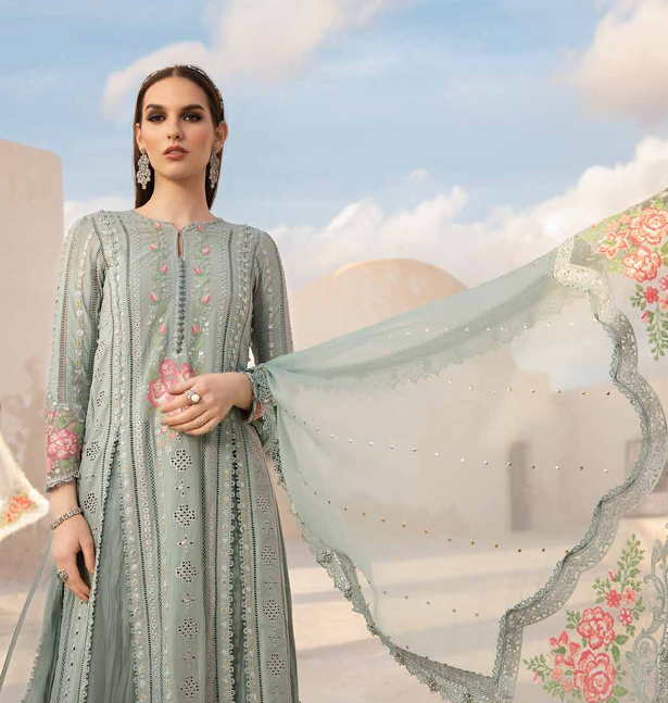 Maria B Luxury Lawn Unstitched with Embroidery Panel Suit - MLB14