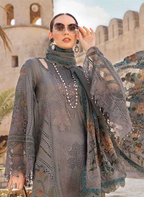 Maria B Luxury Lawn Unstitched with Embroidery Panel Suit - MLB7